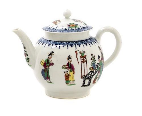 A Worcester Porcelain Teapot Height 5 1/2 inches.