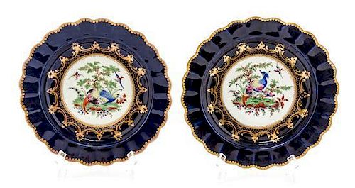A Pair of Worcester Porcelain Dessert Plates Diameter 8 3/8 inches.