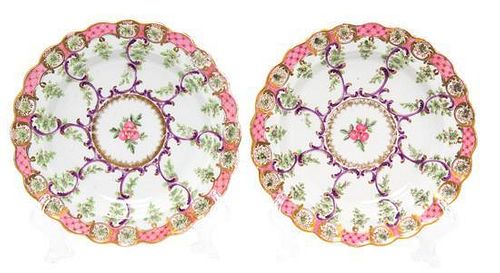 A Pair of Worcester Porcelain Shallow Dishes Diameter 8 3/8 inches.