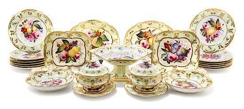 An English Porcelain Dessert Service Width of cake stand 12 inches.