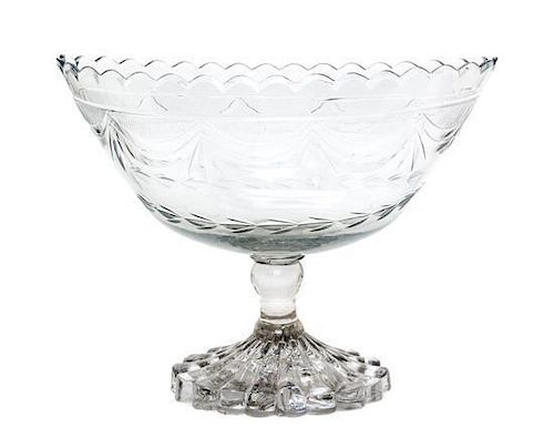 An English Cut Glass Center Bowl Height 10 x width 10 3/4 inches.