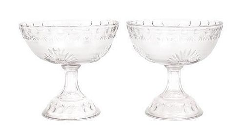 A Pair of Cut Glass Footed Bowls Height 8 inches.