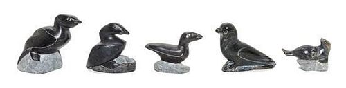Five Inuit Stone Animals Height of first 3 5/8 inches.