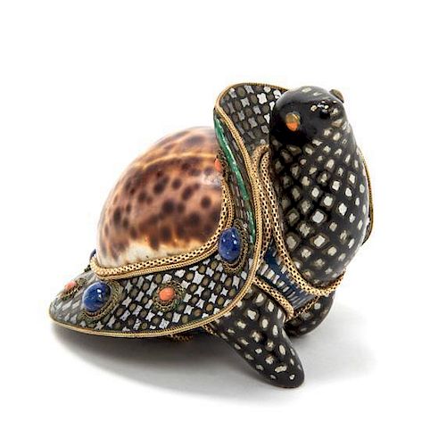 An Orfaley Shell Turtle, Height 3 3/4 inches.