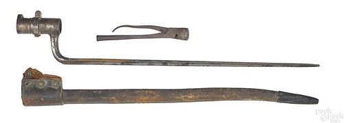 US Civil War bayonet with scabbard and belt