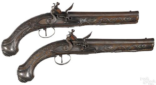 Exceptional pair of French flintlock pistols