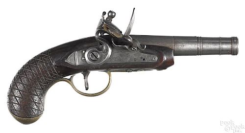 British screw barrel flintlock pistol