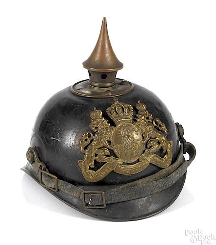 Bavarian WWI pickelhaube spiked steel helmet