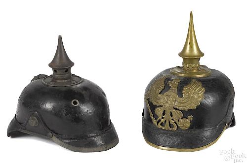 German WWI pickelhaube spiked leather helmet