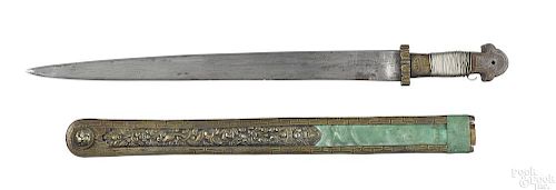 Tibetan back sword and scabbard