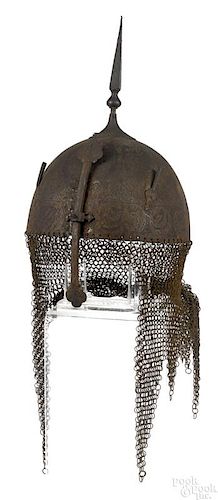 Indo-Persian Kulah Khud spiked steel helmet