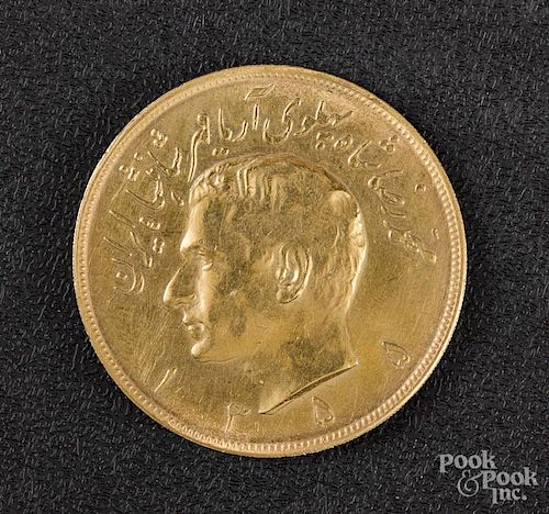 Iran five Pahlavi gold coin