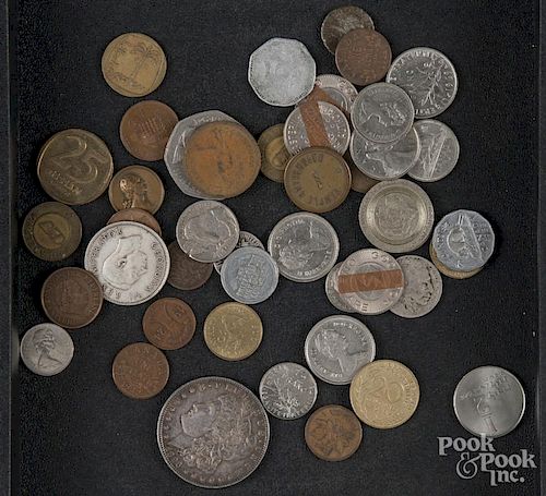 Coins, to include a 1896 Morgan silver dollar.