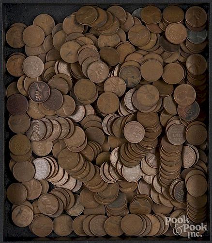 Large group of pre-1964 US nickels and pennies.