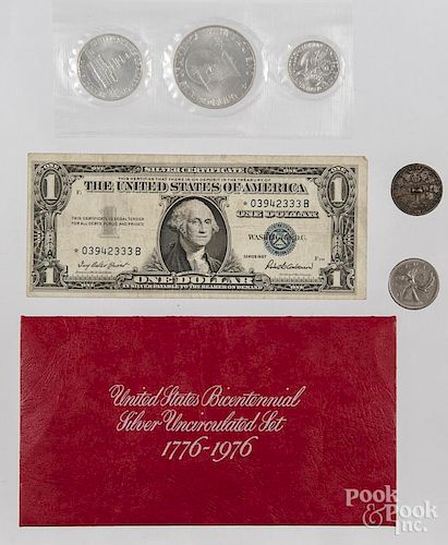 Two US bicentennial silver uncirculated sets, etc.