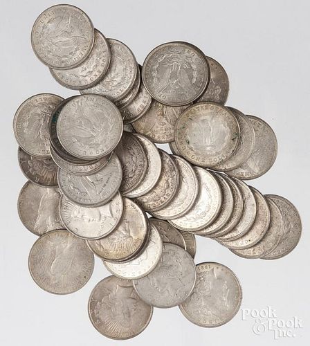 Thirty-four Morgan silver dollars, etc.