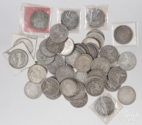 Forty-four Morgan silver dollars, etc.