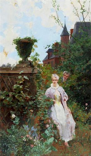 Gaston La Touche, (French, 1854-1913), Tryst in the Walled Garden, 1881