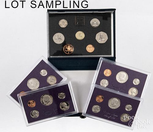 Eight US 1980's proof sets, etc.
