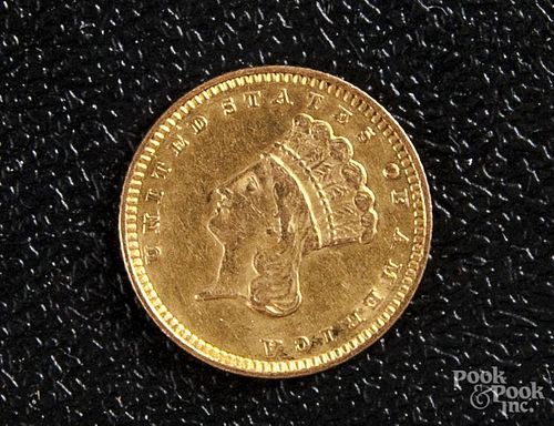 US 1874 one dollar gold coin.