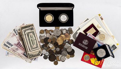 Miscellaneous coins, paper currency, & medallions
