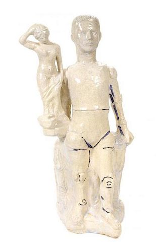 * Viola Frey, (American, 1933-2004), Mannequin Holding Statue