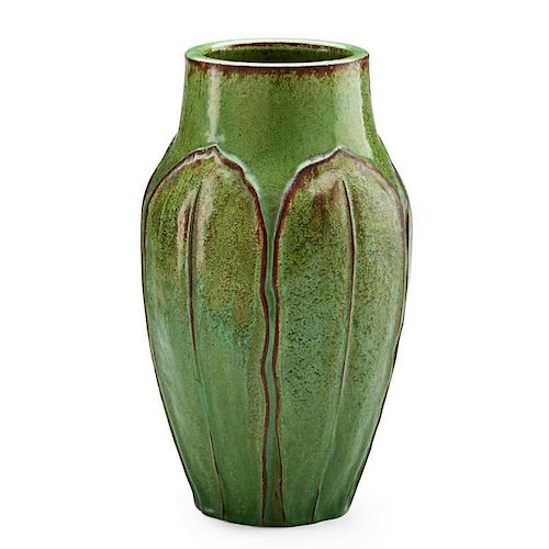 W.J. WALLEY Fine vase with leaves