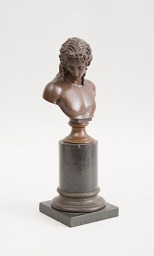 BRONZE BUST OF A YOUTH, AFTER THE ANTIQUE
