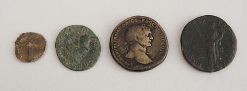 FOUR ROMAN BRONZE COINS