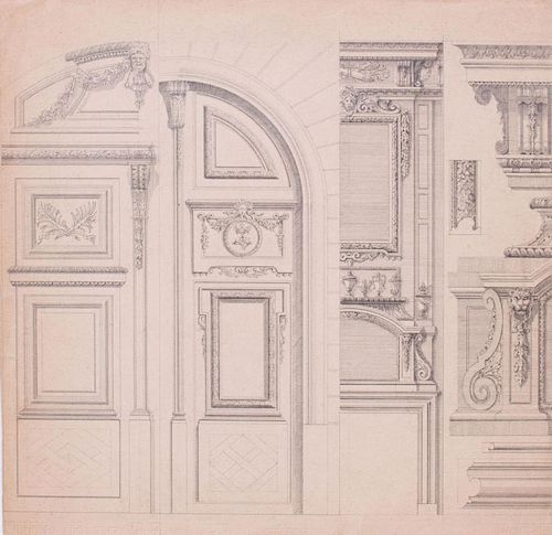 FRENCH SCHOOL: ARCHITECTURAL DETAIL OF TWO DOORWAYS