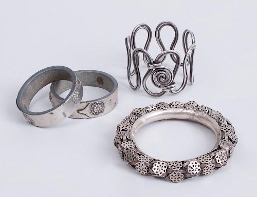 GROUP OF INDIAN SILVER AND SILVERED METAL JEWELRY