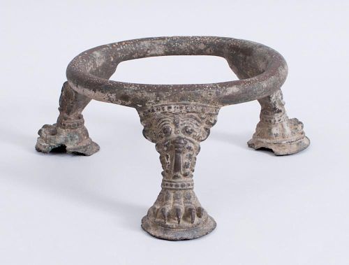 SOUTHERN INDIAN BRONZE TRIPOD WITH KIRTIMUKHA FACES