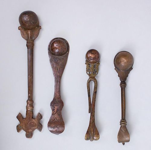 GROUP OF FOUR INDIAN COPPER SPOONS
