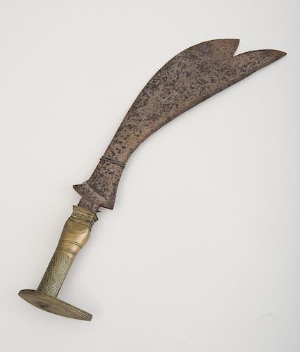 INDIAN BRONZE KNIFE WITH BRASS HANDLE, MALABAR COAST