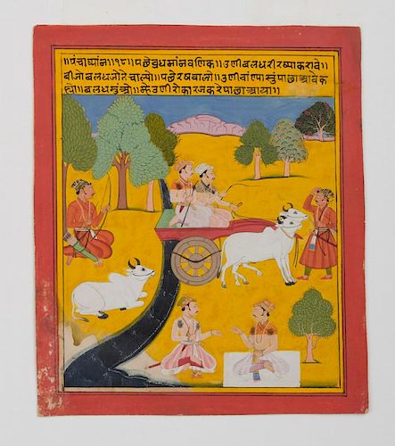 INDIAN SCHOOL: TWO ILLUSTRATED MANUSCRIPT PAGES FROM THE PANCHAKHYANA SERIES