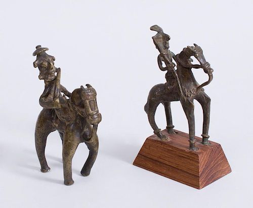 TWO INDIAN METAL HORSE AND RIDERS