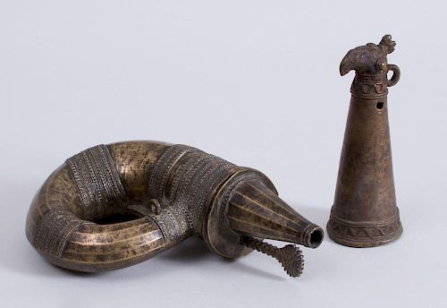 TWO INDIAN BRONZE AND METAL OBJECTS