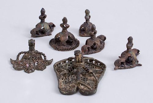 GROUP OF SEVEN SOUTH INDIAN METAL BODY STAMPS