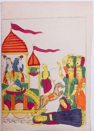 INDIAN SCHOOL: THE JAGANATH CHARIOT; THE GODDESS; AND SCENE FROM AN EPIC