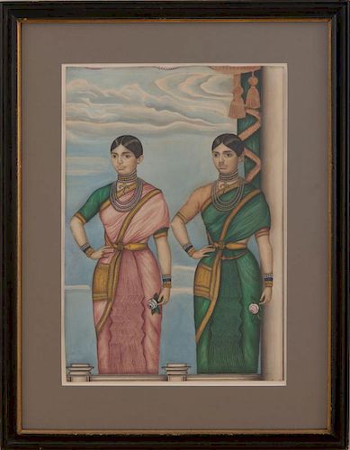 INDIAN SCHOOL: TWO WOMEN IN SARIS
