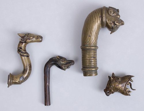 GROUP OF FOUR INDIAN BRONZE AND METAL OBJECTS