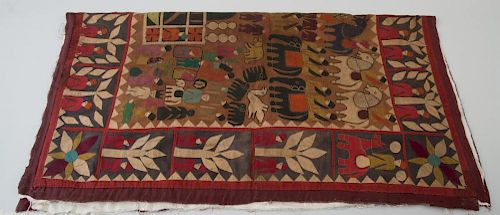 INDIAN FOLK COTTON APPLIQUE WALL HANGING