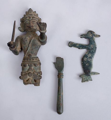 GROUP OF INDIAN BRONZE AND METAL ARTIFACTS