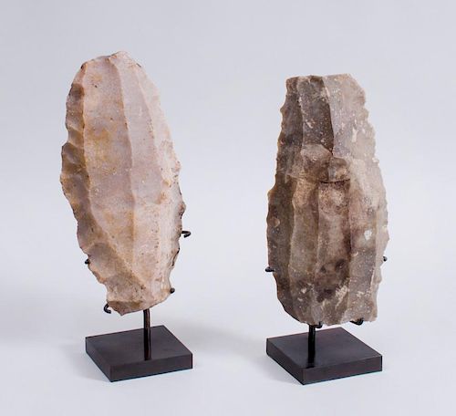 TWO NEOLITHIC LARGE CHIPPED FLINT BLADES, LOIRE VALLEY, FRANCE