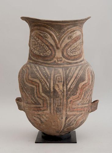 LARGE PRE-COLUMBIAN PAINTED POTTERY BALUSTER-FORM VESSEL