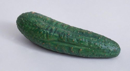 AMERICAN PAINTED REDWARE MODEL OF A CUCUMBER