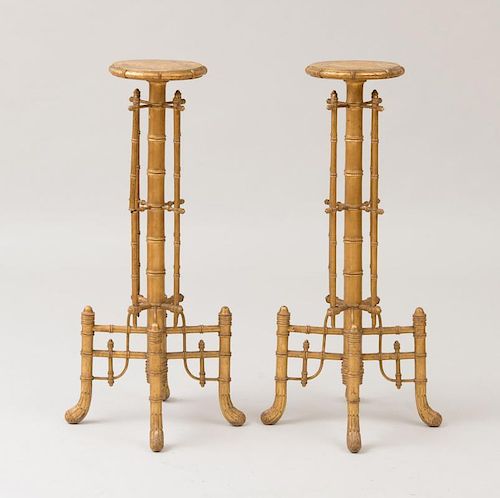 PAIR OF VICTORIAN GILT "BAMBOO" PLANT STANDS