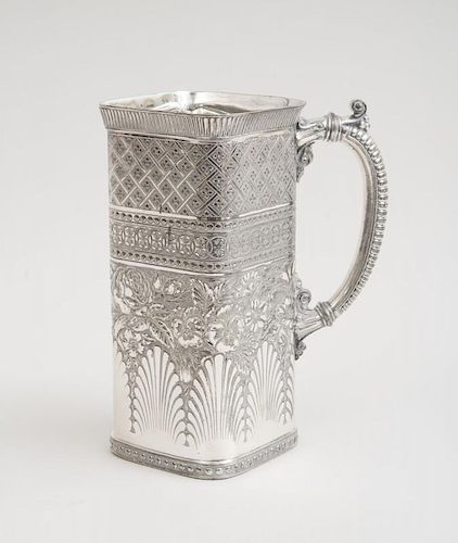 JAMES W. TUFTS QUADRUPLE PLATE PITCHER, IN THE AESTHETIC MOVEMENT DESIGN