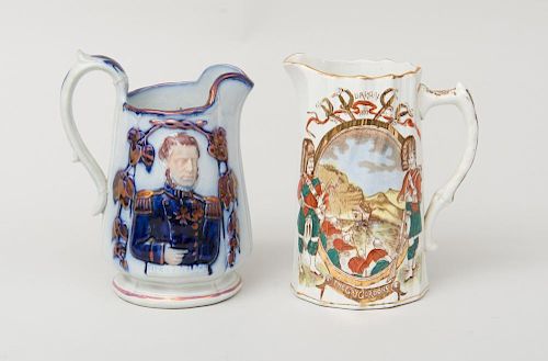 TWO BRITISH MILITARY-THEMED WATER PITCHERS