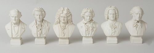 SIX ROBINSON & LEADBEATER PARIAN BUSTS OF COMPOSERS